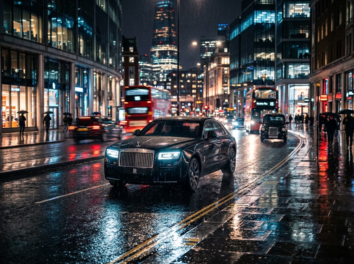 Luxury chauffeur vehicle at Manchester Airport