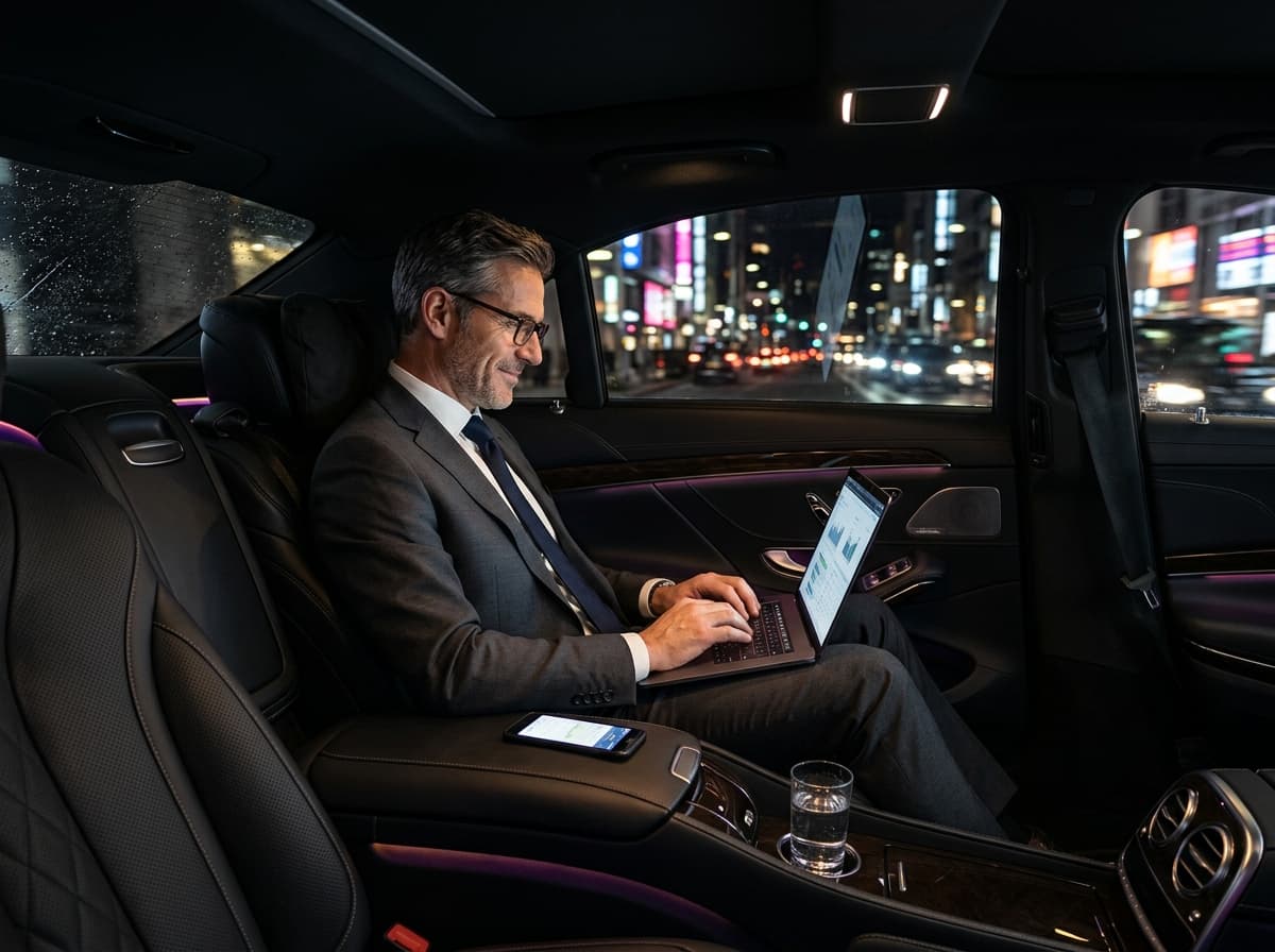 Professional corporate chauffeur with luxury vehicle Manchester
